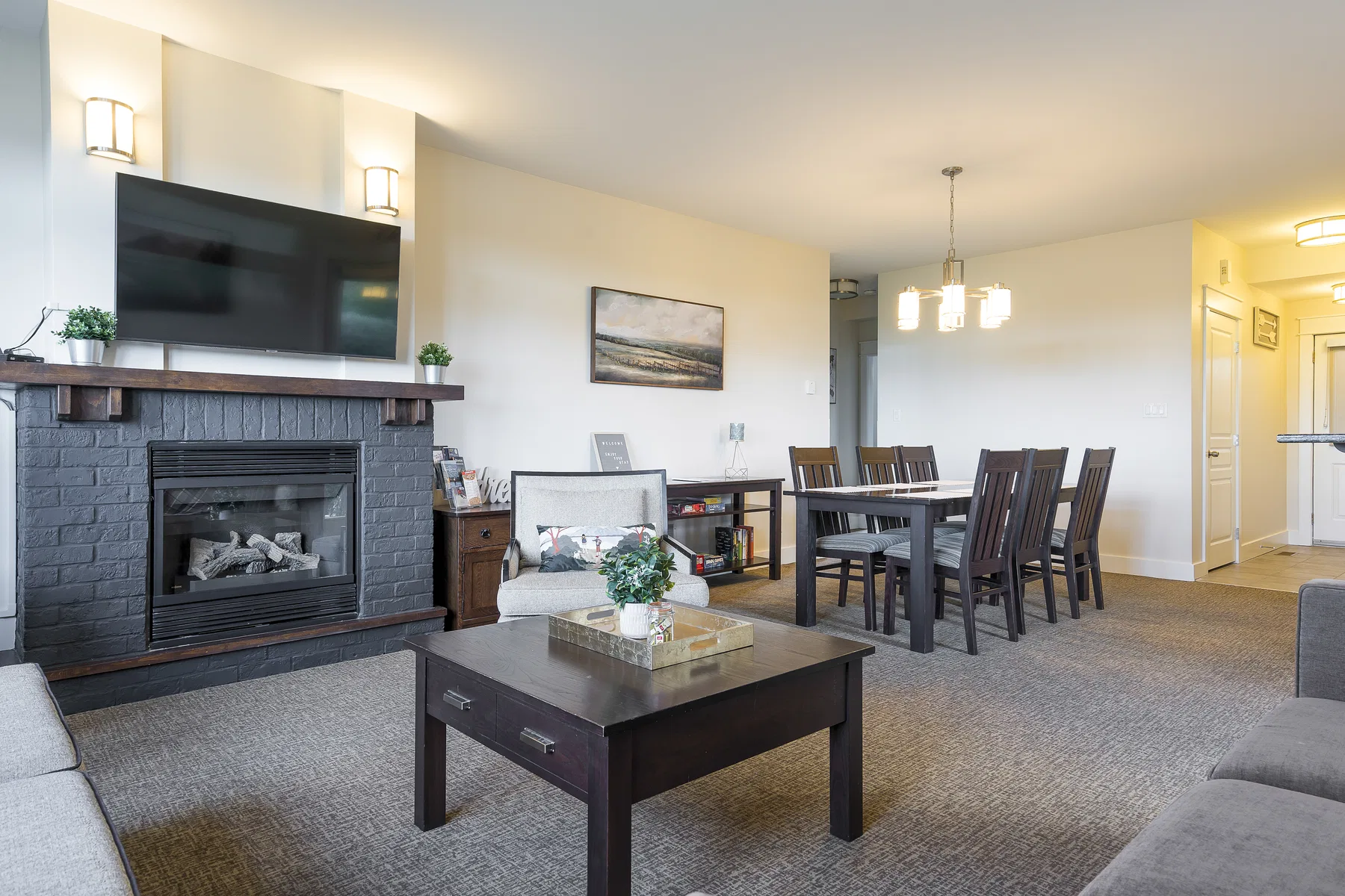 Living room and dining area