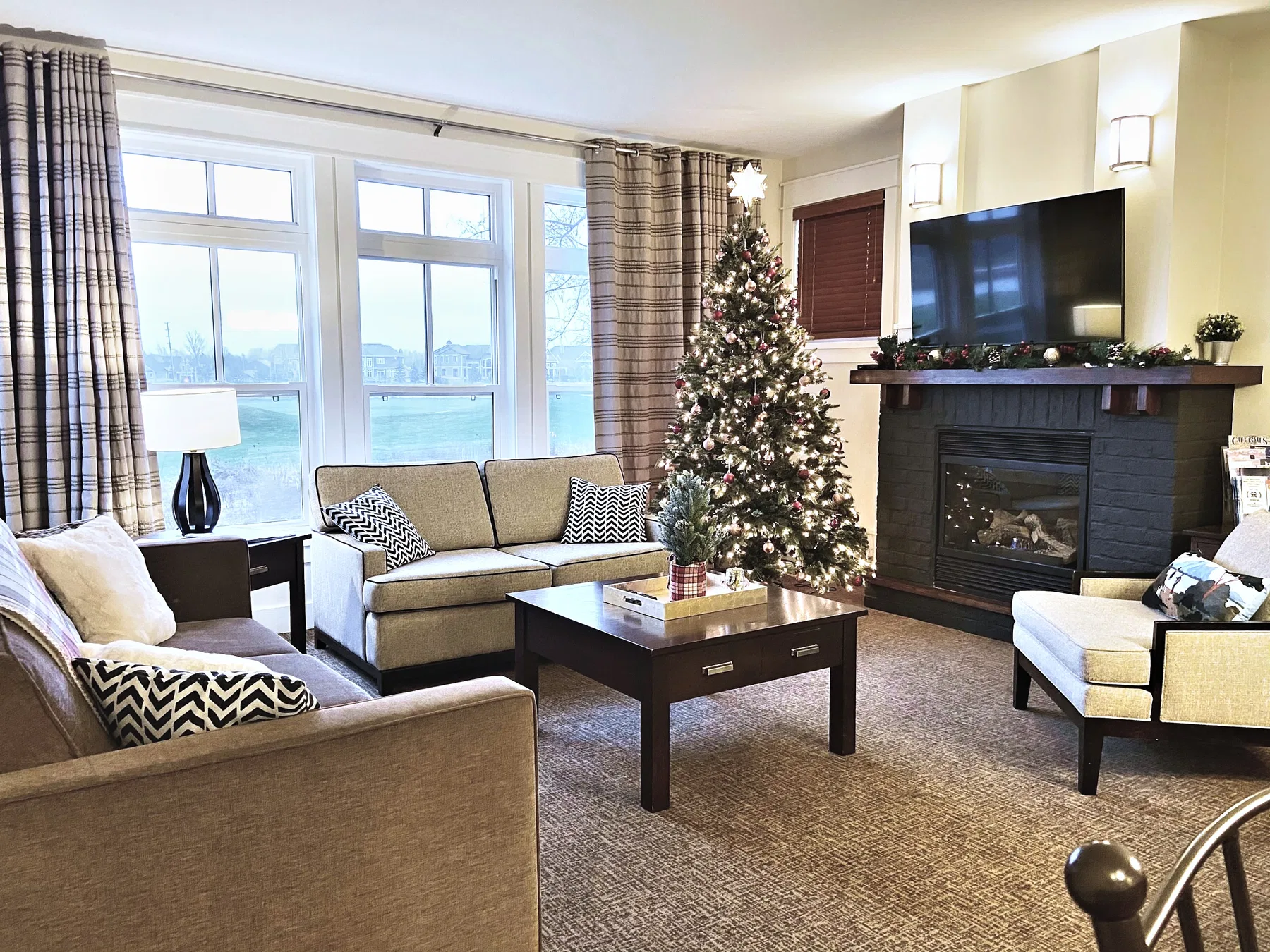 Holiday living room, warm styling
